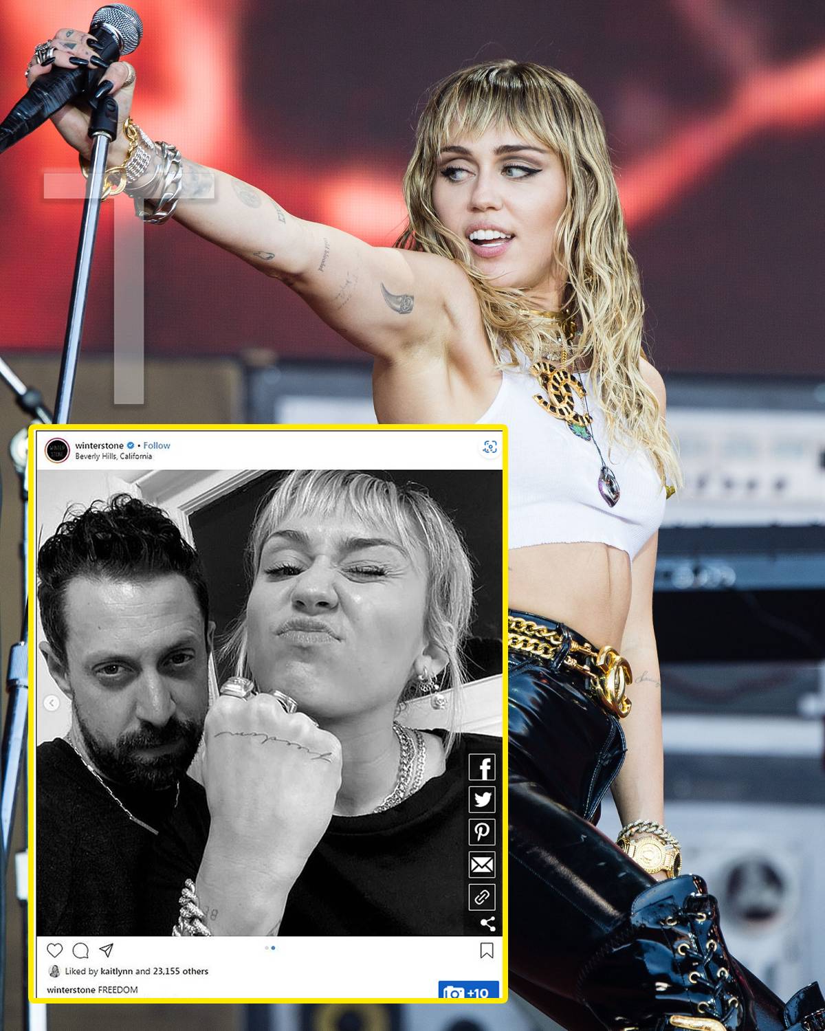 Miley Cyrus displays new 'freedom' hand tattoo amid ongoing divorce and ...