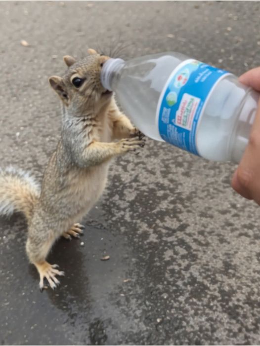 The Camera Captured How The Squirrel Asked The Woman For Water And 